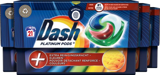 Dash Platinum Pods +Vlekverwijderingskracht - Wasmiddel - 4 x 21 Wasbeurten Voordeelverpakking