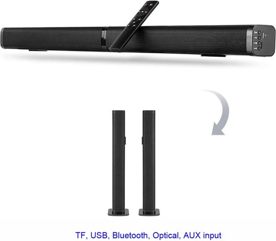 UpLiving® Soundbar - Verstelbaar tot 2 soundbars - Luidsprekers - Soundbars voor TV - Speakers - Zwart - Bluetooth 5.0-2022