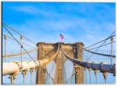 Dibond - Constructie van De Brooklyn Bridge in New york - 40x30 cm Foto op Aluminium (Met Ophangsysteem)