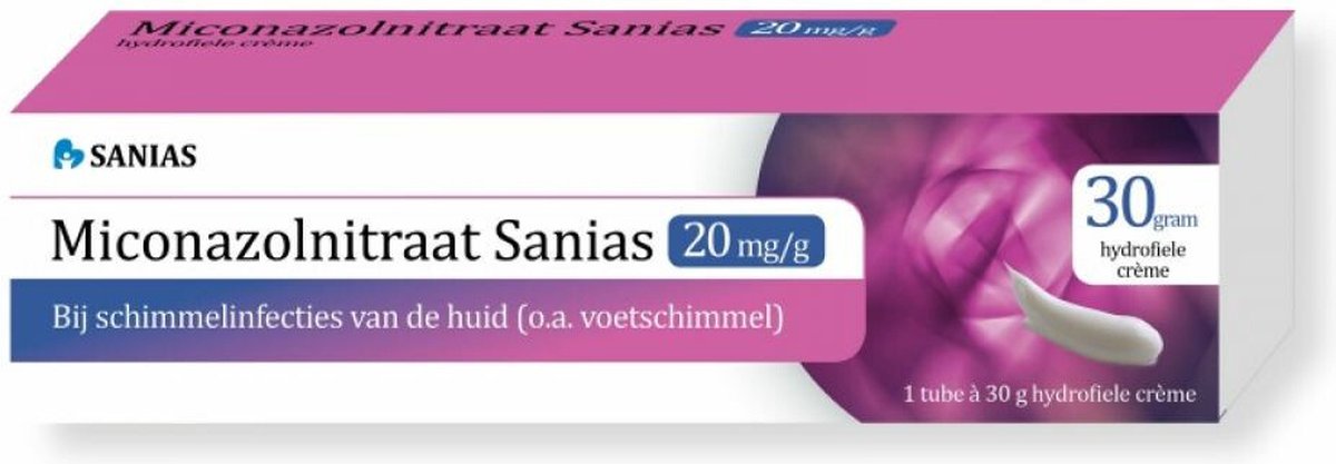 Goedkoopste Sanias Miconazolnitraat 20mg/g Creme - 3 x 30 gr