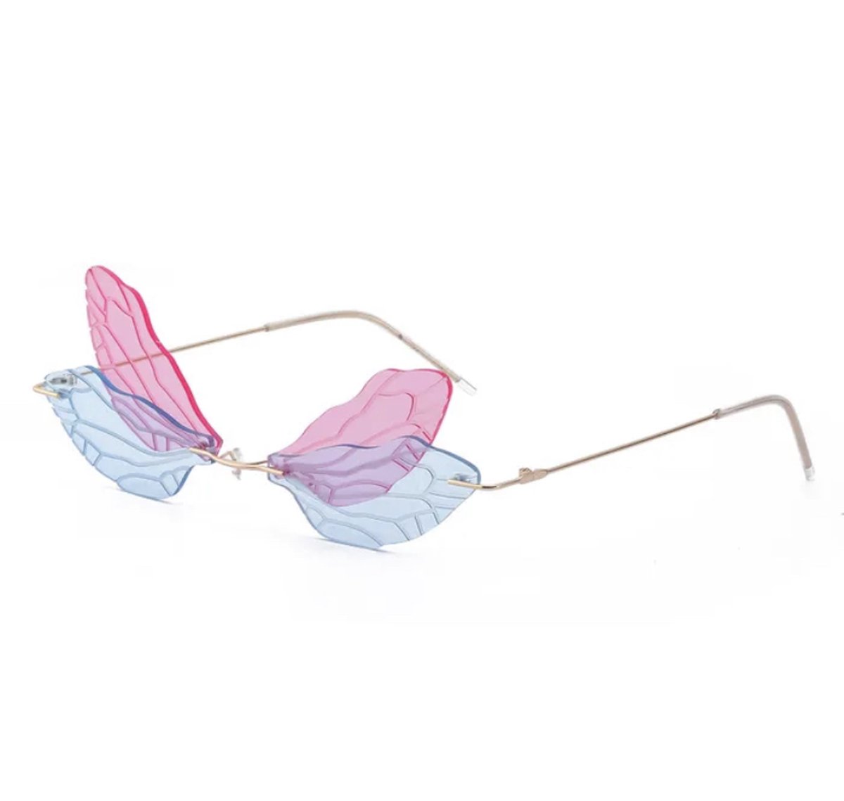 Vlinder Zonnebril - Unisex - Festival Bril - Blauw/Roze