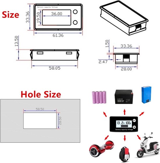 Moniteur de capacité de batterie SupNova® avec alarme et affichage de la  température 