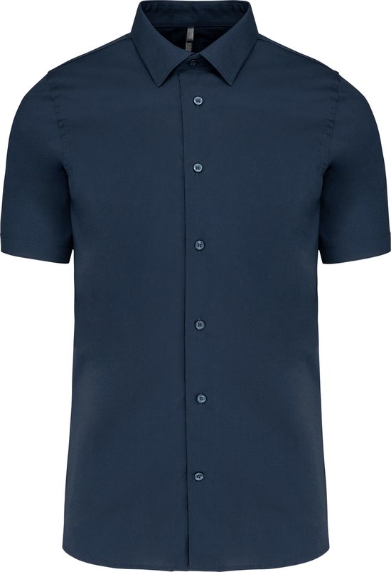 Heren stretch overhemd korte mouwen merk Kariban maat XL Donkerblauw/Navy