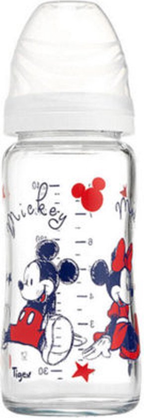 Babyflesje - Tigex | Glazen fles | 3 SPEED | 240ml | Disney Baby | Mickey Minnie| 0-6m | korting | sale | 0-6 maanden