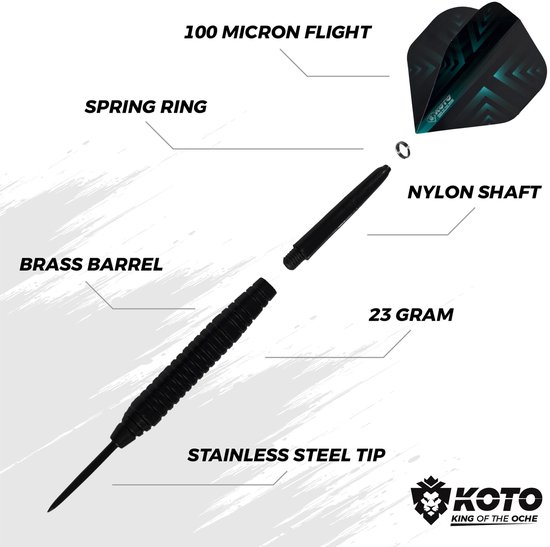 KOTO King Pro + Surround Blauw + KOTO Accessory Kit Steeltip Red 90 stuks, 2 Sets KOTO darts van 23 gram, 6 Sets KOTO flights, 6 Sets KOTO shafts, 2 Punthouders, Shaftrings en Flight Beschermers van KOTO — afbeelding 2
