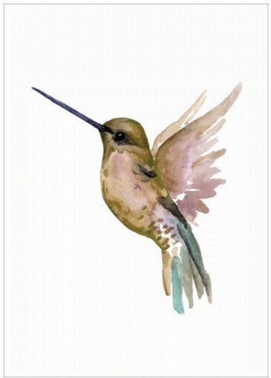 Days of Bloom Poster A4 Kolibri / Humming Bird Gold