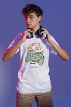 Shirt - Let’s play - Wurban Wear | Grappig shirt | Gaming | Unisex tshirt | Wit