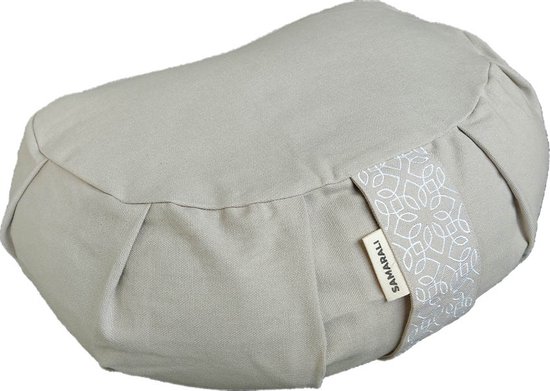 Samarali Kasteel Grijs Duurzaam Yoga Kussen Halve Maan - GOTS Eco Katoen, Milieuvriendelijk Boekweit, 34x20x17 cm van Samarali — afbeelding 2