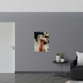 WallClassics - PVC Schuimplaat- Opzijkijkende Puppy - 60x80 cm Foto op PVC Schuimplaat