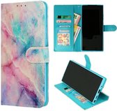 Bookcase Marmer Universum Turquoise Roze - Samsung Galaxy A52 4G / A52 5G / A52s 5G - Portemonnee hoesje