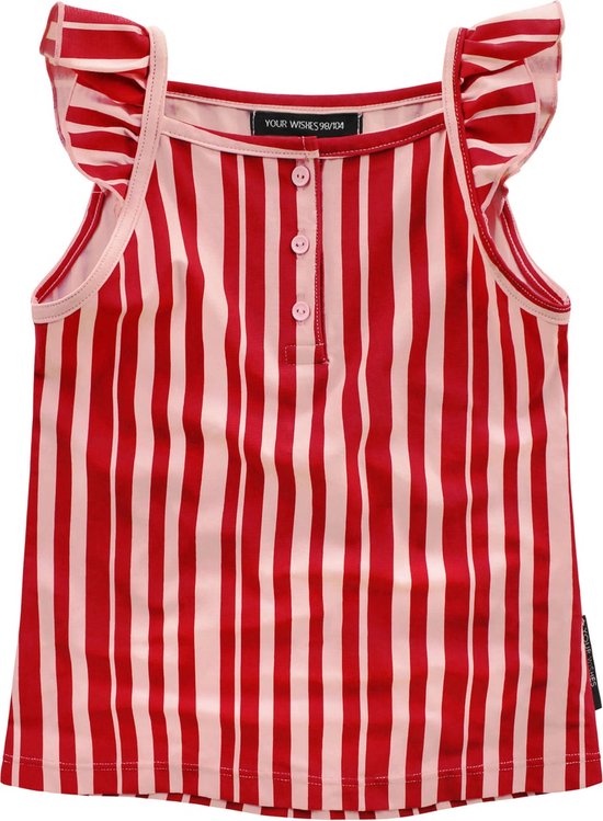Your Wishes Ruffle Singlet Pink Stripes - Top - Rose - Filles - Taille: 110/116