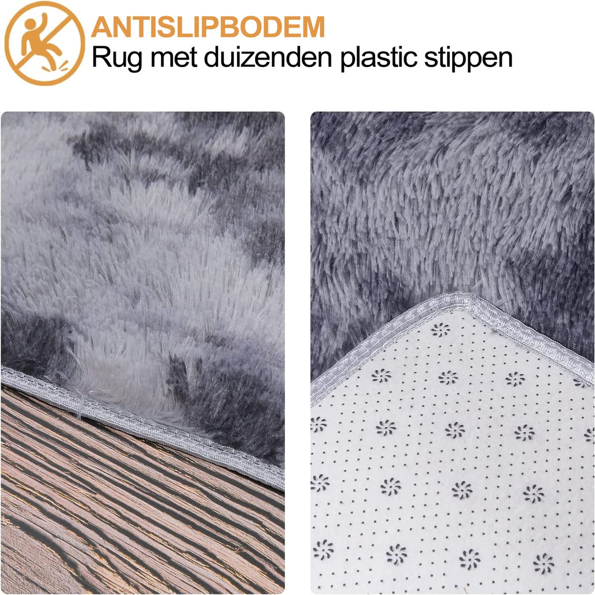 Hoogpolig Tapijt 100 x 150 cm Zacht, Hoogpolig, Shaggy, Antislip, Binnen, Pluizig, Dik, Modern, Niet Verharend Mat Tapijten Voor de Woonkamer Voor Slaapkamer, Kantoor, Donkergrijs