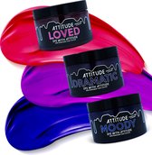 Attitude Hair Dye combinaison de teinture capillaire semipermanente JEWEL TONES Trio Rose / Blauw