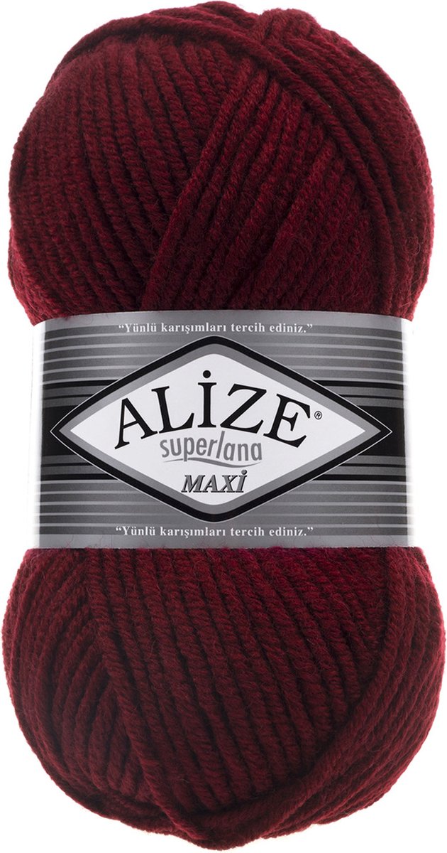 Alize Superlana Maxi 57 Bordeaux Pakket 5 Bollen 500 Gram