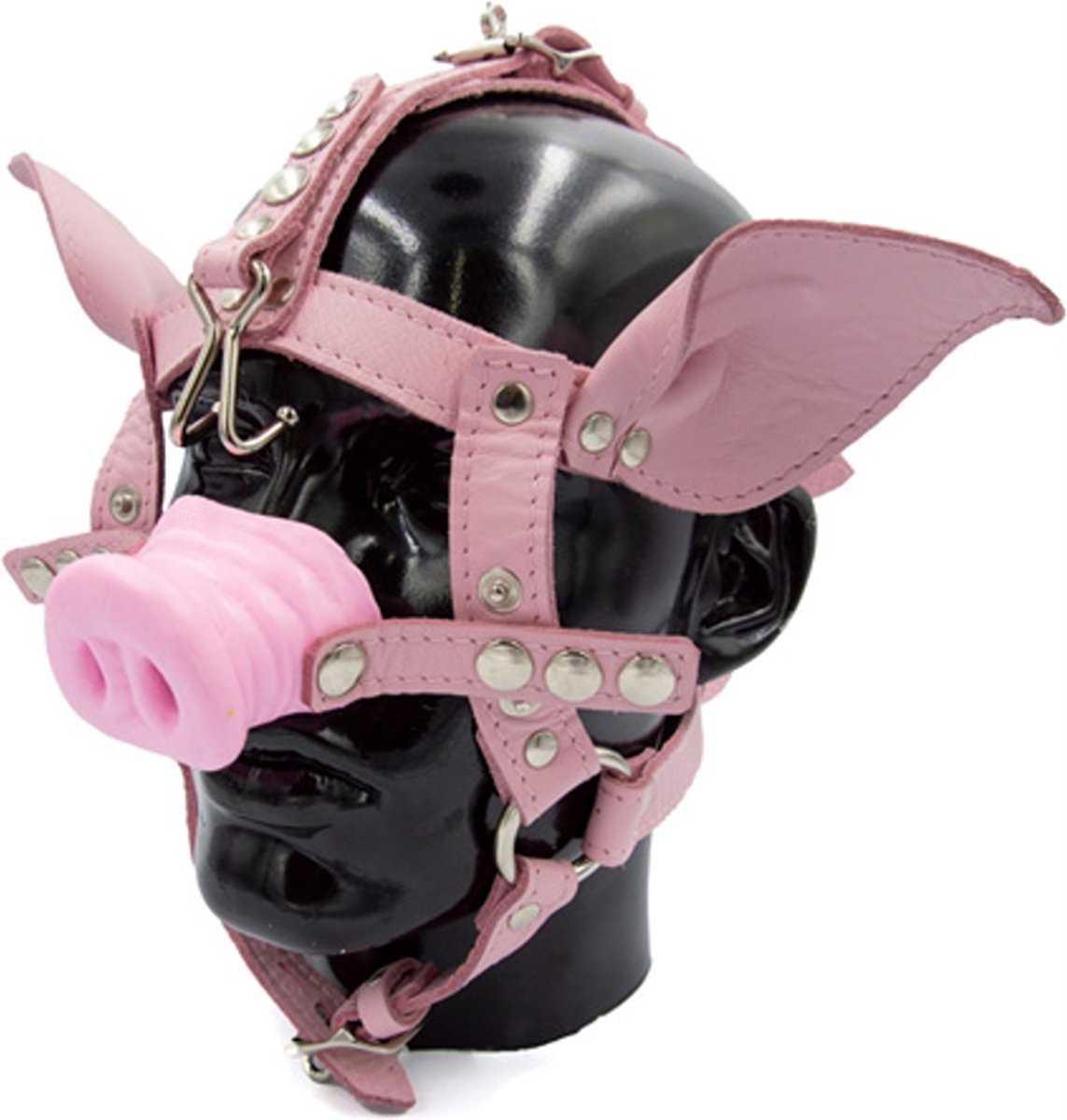 Mister B leren varkenshoofd masker roze