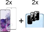 Samsung Galaxy S20 - 2x Screenprotector + 2x Camera Protector - Schermbeschermer - Gehard Glas - Volledige Dekking - Compatibel met Vingerafdrukken - 3D Gebogen