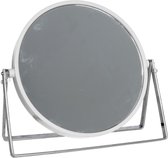 Gerim - Make-up spiegel 2-zijdig - vergrotend - dia 18 cm - wit/zilver