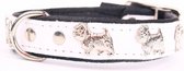 Dog's Companion Leren Halsband - Westie - Lengte: 45cm - Verstelbaar 35-41 cm x 20 mm - Wit / Zwart