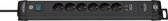 Brennenstuhl Premium-Line Stekkerdoos, 6-voudig Totale laadstroom max. 3,1 A + 1 x USB-stroomvoorziening. 3m Kabel zwart