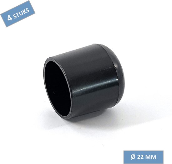 TQ4U pootdop Ø 22 mm - Stoelpootdop - Omsteek - Kunststof - Zwart - 4 stuks