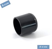 TQ4U embout de pied Ø 16 mm - Embout de pied de chaise - Convertible - Plastique - Zwart - 8 pièces
