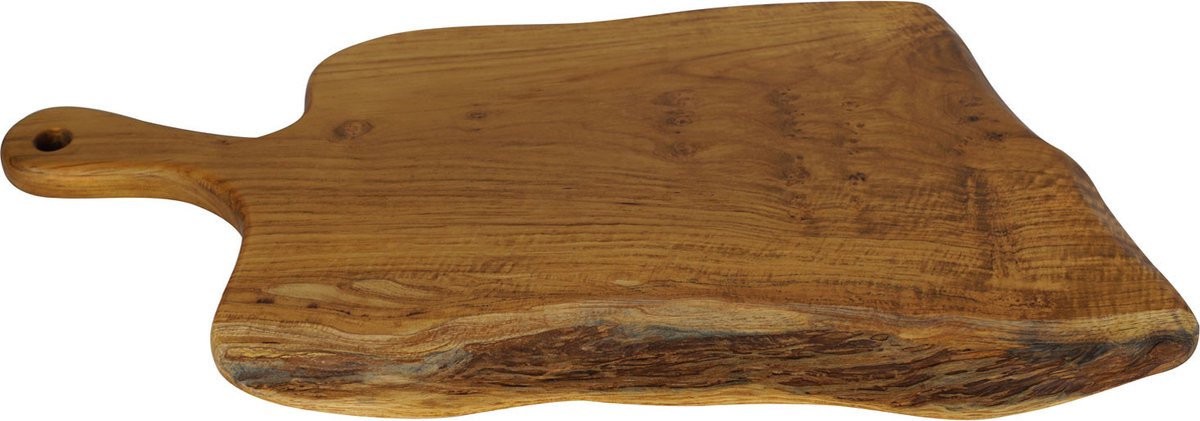 Rico & Plato Snij- en Serveerplank "Jeffrey" – Teakhout – 43 x 22 x 1,5 cm – Natuurlijke rand – Handgemaakt – Borrelplank / Tapas / Kaas