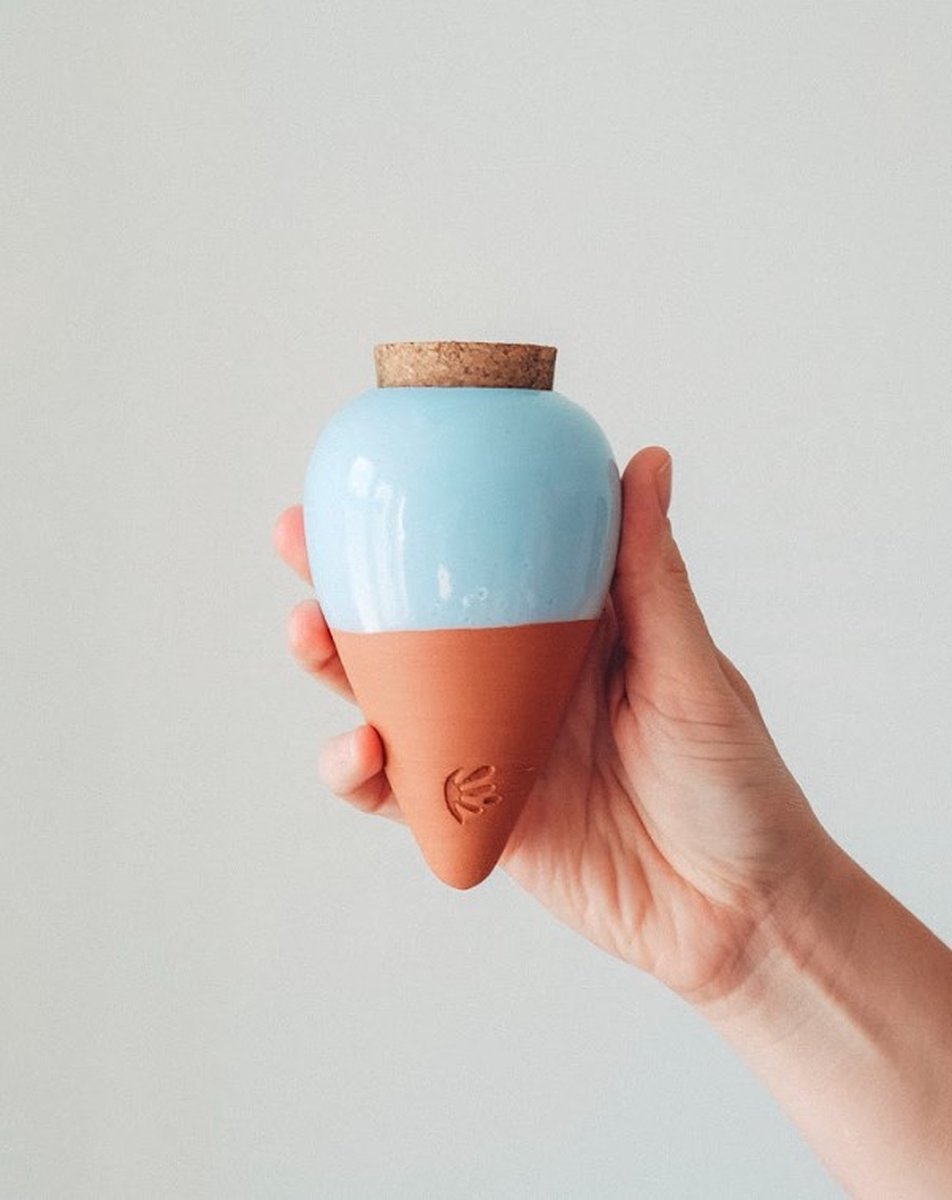 Pepin | 2 x terracotta ollas om te planten, automatische en milieuvriendelijke irrigatie voor binnen- en buitenplanten, looptijd van ca. 1 week, OYA terracotta geel, 25 cl