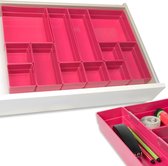 Hausfelder Ordenliebe Lade-organizer, opbergsysteem voor het opbergen van keuken, kantoor, make-uptafel, cosmetica (roze)
