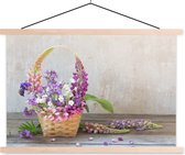 Porte-affiche avec affiche - Affiche scolaire - Panier - Fleurs - Nature morte - 120x80 cm - Lattes vierges