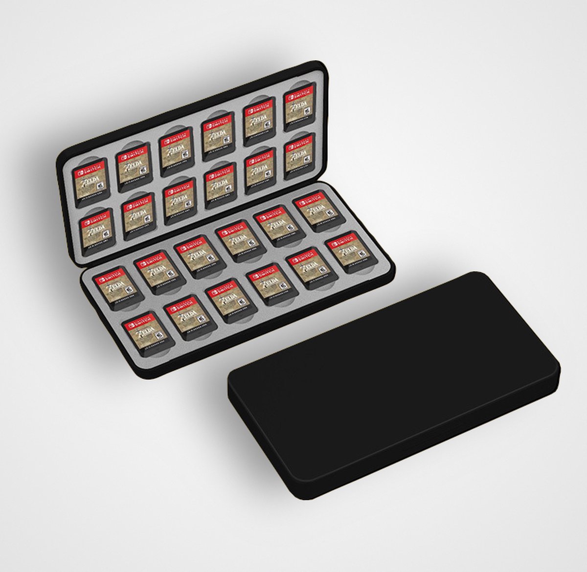 Yes In LAB - 24-in-1 Game Card Case geschikt voor Nintendo Switch - Zwart - Kaarthouder - Opbergdoos Speelkaarten - Beschermhoes - Premium case - 24-slot opslag - Beschermtas - Opbergen - Game Etui - Accessoire geschikt voor Nintendo Switch
