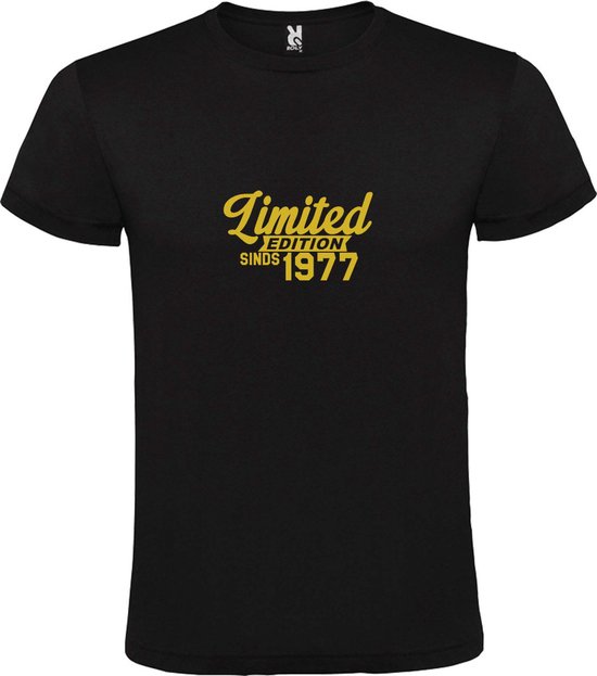 Zwart T-Shirt met “Limited sinds 1977 “ Afbeelding Goud Size XXL