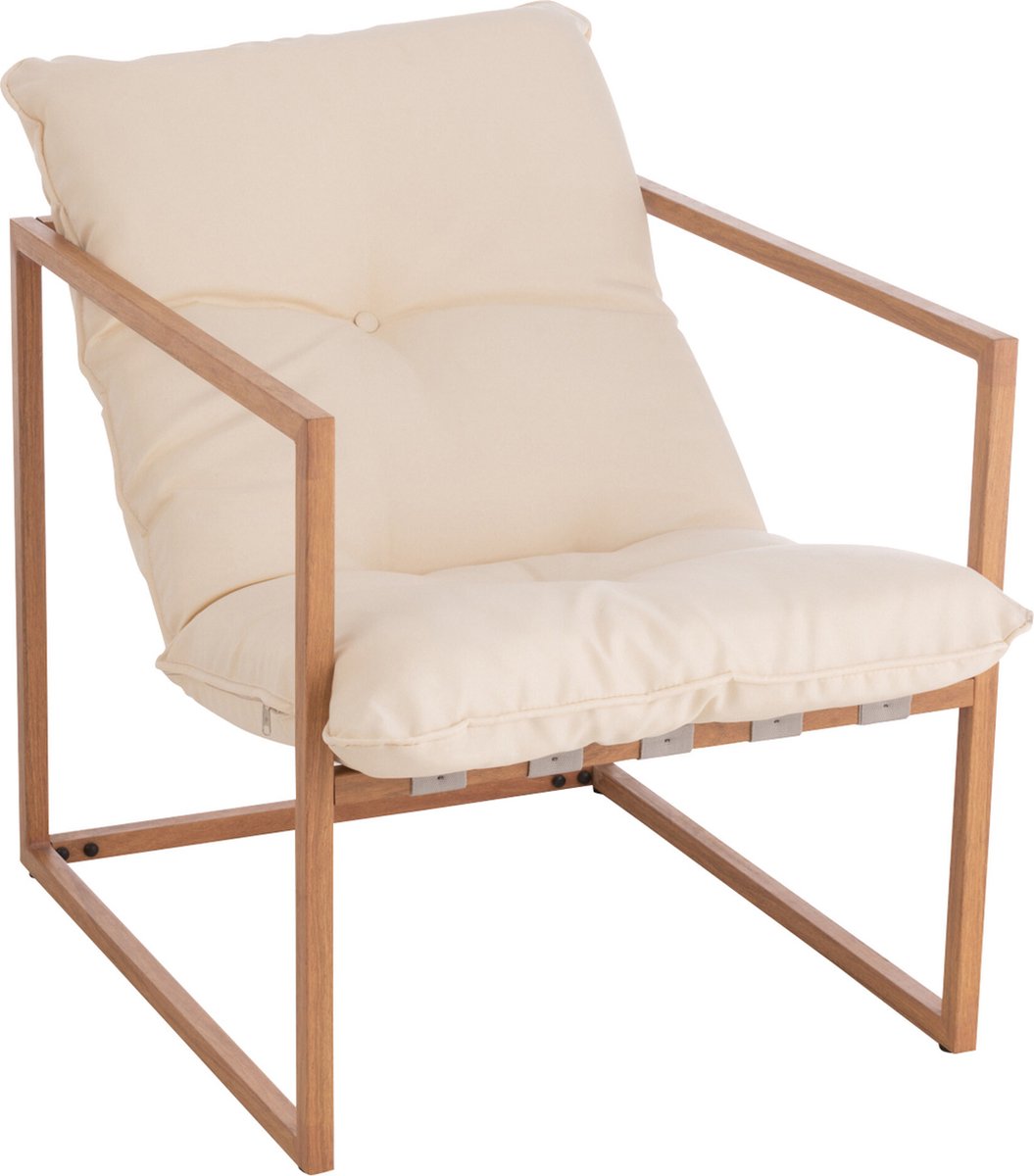 J-Line Stoel 1-Zit Metaal/Textiel Wit/Naturel - 2 stuks