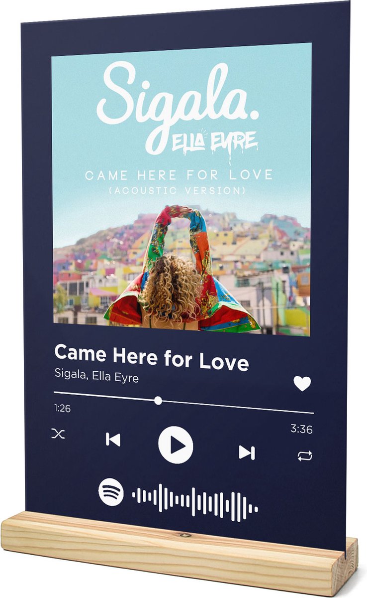 Songr Spotify Muziek Bordje - Came Here for Love - Sigala, Ella Eyre -  20x30 - Blauw -... | bol.com