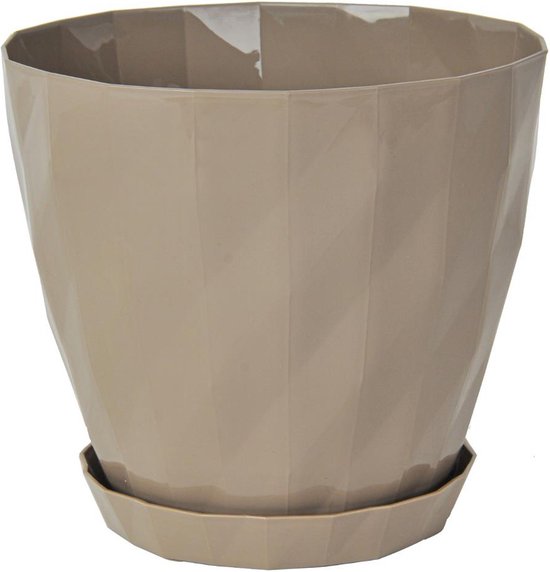 2pcs Pot d'ornement moka beige cristal design orchidée pot de fleur taupe avec bol incassable