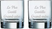 Whiskeyglas gegraveerd - 20cl - Le Plus Gentil Grand-père & La Plus Gentille Grand-mère