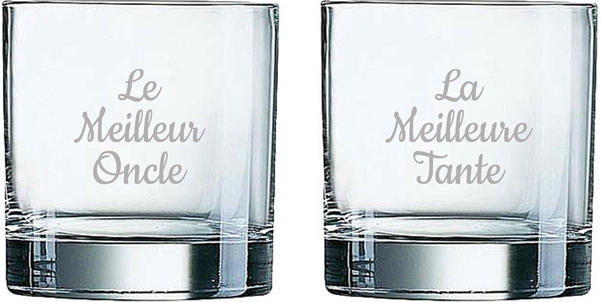 Whiskeyglas gegraveerd - 38cl - Le Meilleur Oncle & La Meilleure Tante