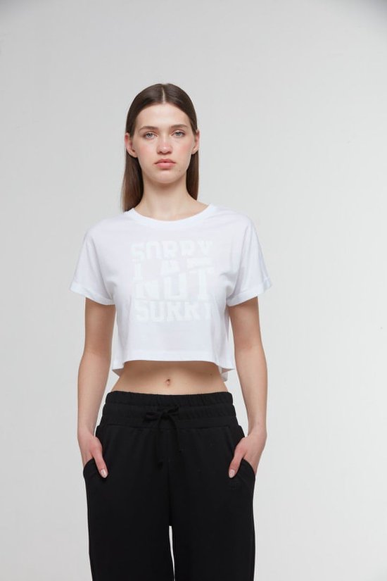 WB Comfy Dames Crop T Shirt Wit - M
