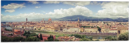 WallClassics - Vlag - Uitzicht over Florence - Italië - 90x30 cm Foto op Polyester Vlag