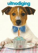 Uitnodiging kinderfeestje | 6 stuks | uitnodigingskaarten hondje met strik | uitnodiging verjaardag | uitnodiging feest | uitnodiging kinderfeestje | uitnodiging kinderfeestje hond met strik | uitnodiging feestje