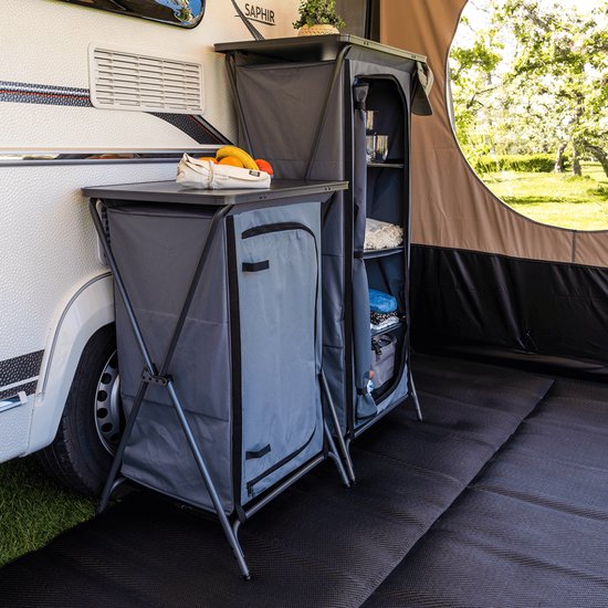 Travellife Toledo opbergkast opvouwbaar hoog dark grey van Travellife — afbeelding 2