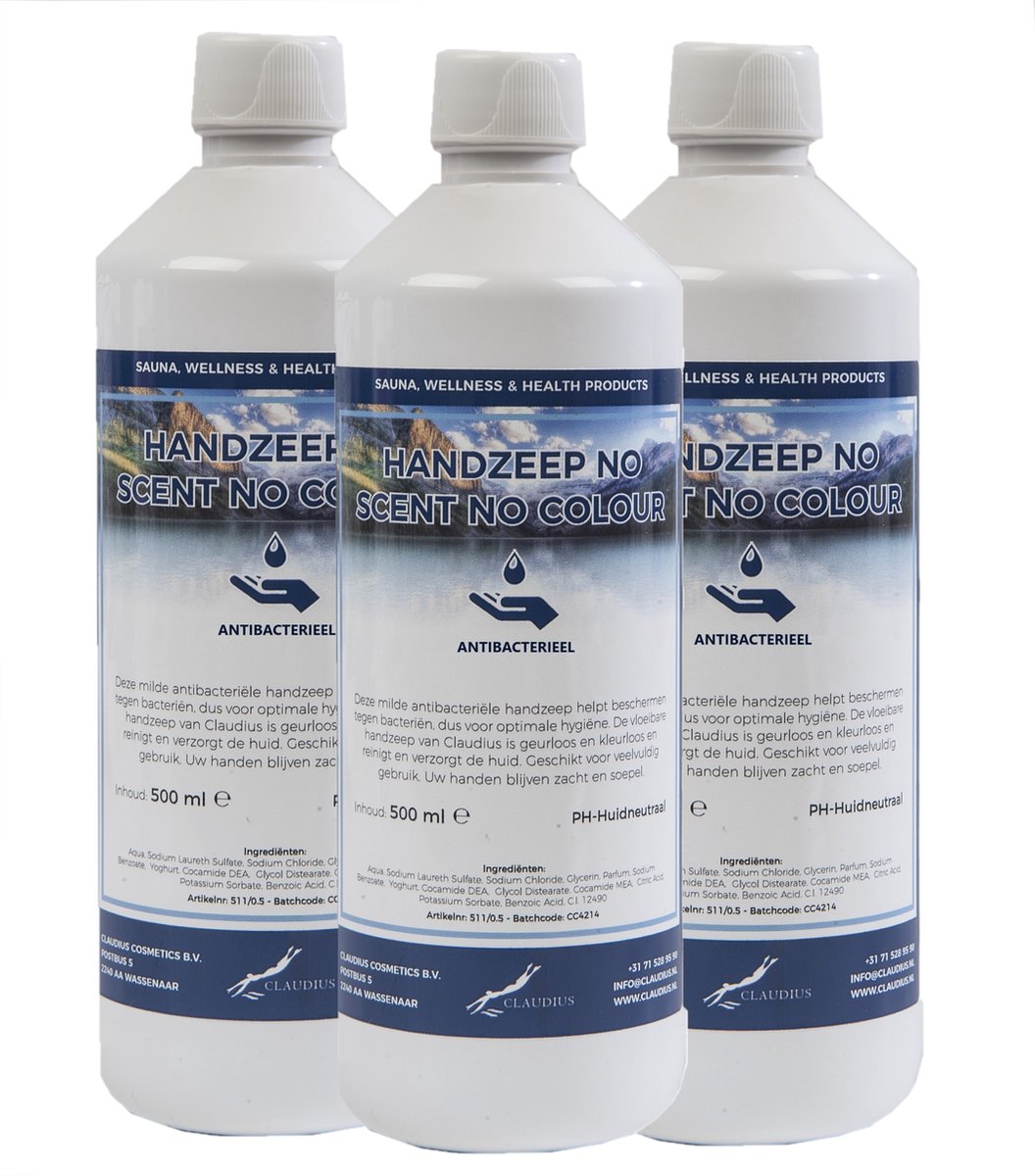 Goedkoopste Handzeep No Scent, No Colour 500 ml - set van 3 stuks
