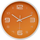LW Collection keukenklok oranje 30cm - kleine wandklok oranje - muurklok - stille klok - stil uurwerk - kleine klok