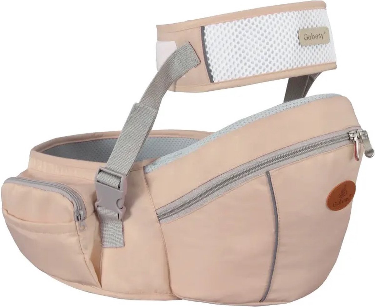 Baby Heupdrager met Extra Band – Beige – Heupsteun voor Baby en Peuter – Draagtas met Veiligheidsband tegen Rugklachten – Kind Hip Seat Carrier – Ergonomisch – Comfortabel – Verstelbaar – Ondersteuning voor Ouders – Praktisch