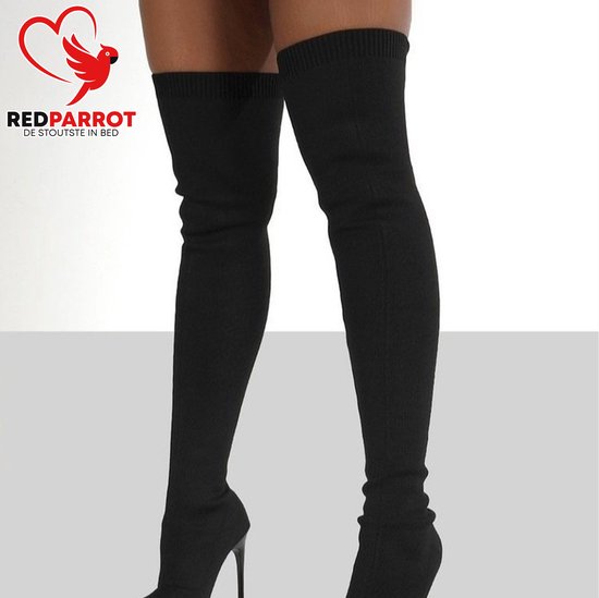 Beaux talons aiguilles noirs avec des Bas hauts | Bottes femmes érotiques à talons hauts| Botte Sexy | Hacher haut | Jusqu'au genou | Talon aiguille | De luxe