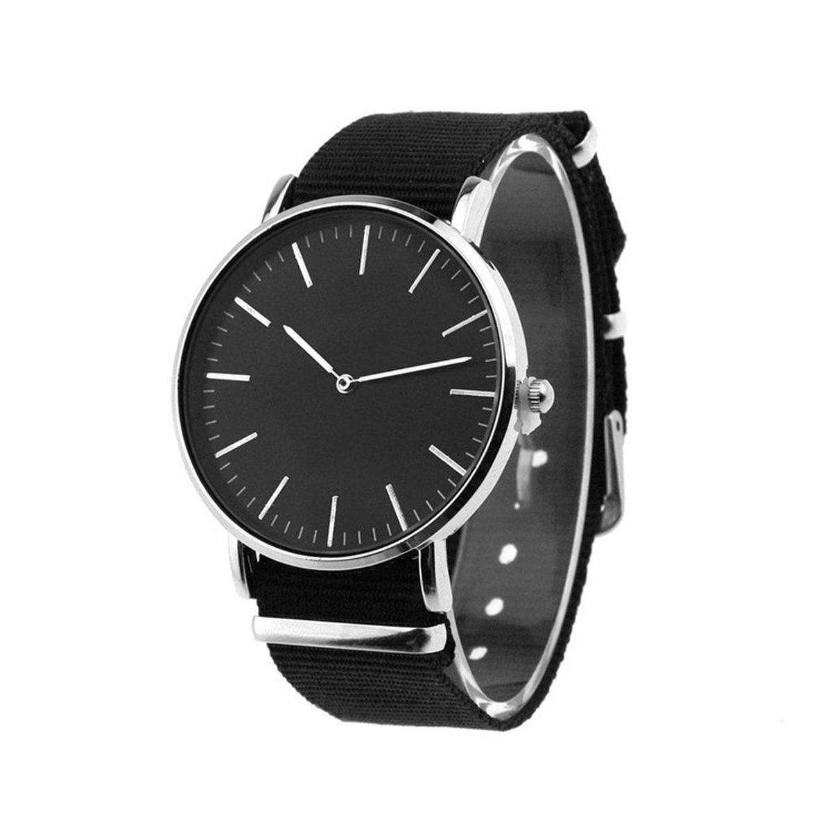 Dexx Black Horloge - Zwart | Ø 38 mm | Nylon Band | Fashion Favorite