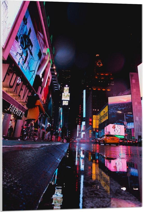 Acrylglas - Plein Times Square in Nacht - 60x90 cm Foto op Acrylglas (Wanddecoratie op Acrylaat)