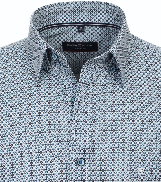 Casa Moda - Overhemd Short Sleeve Blauw Print - Maat 5XL - Regular-fit |  bol.com