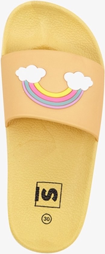 Kinder badslippers geel met regenboog Maat 35 bol