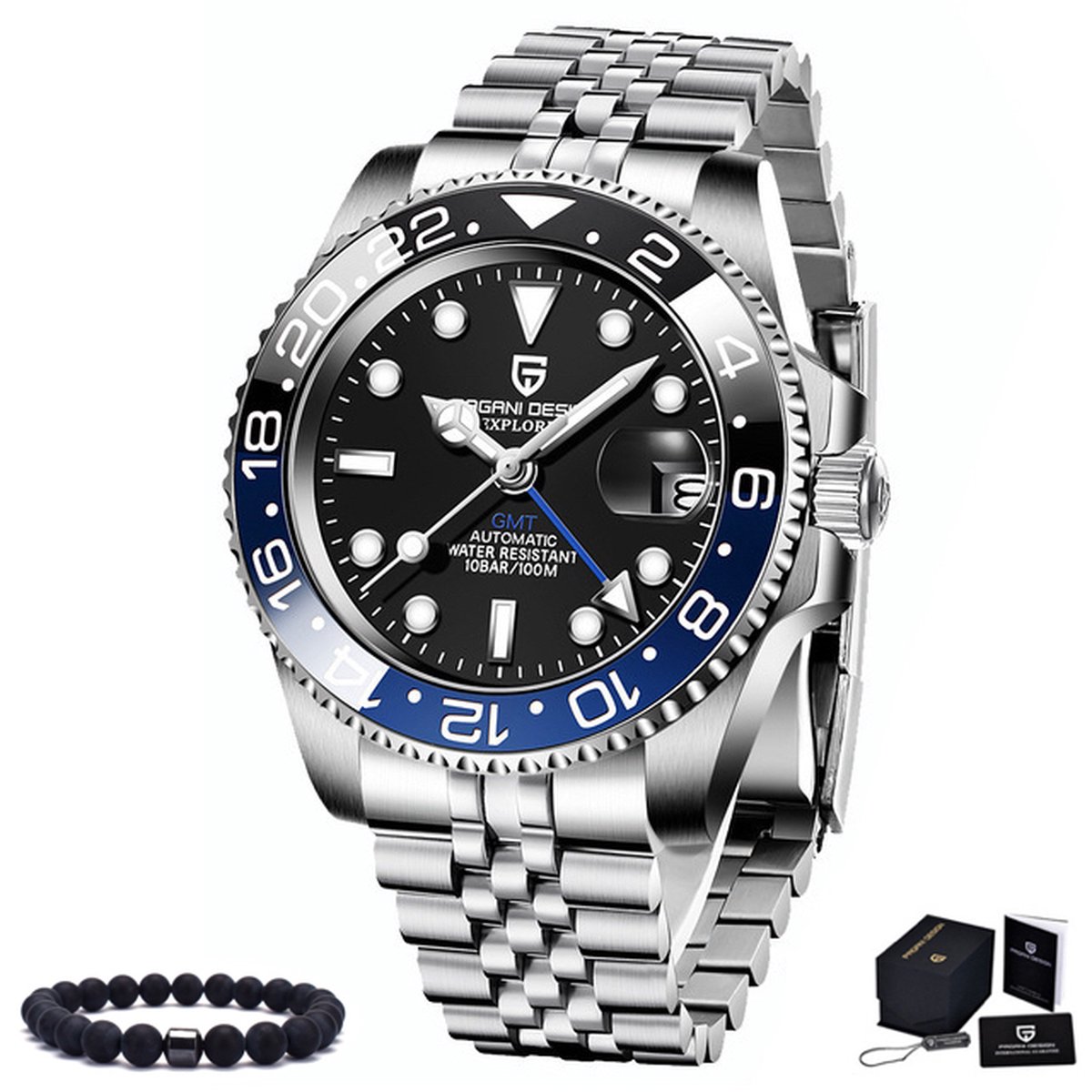 Horloge Heren Cadeau voor Man Horloges voor Mannen 40 mm Zilver Zwart Blauw bol