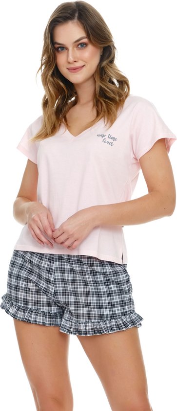 Doctor Nap Katoenen Pyjama Dames Volwassenen | Korte Mouw Korte Broek | Pyama Dames Volwassenen | Shortama Dames | Nap Time Lover Sweet Pink PM.5140 XL